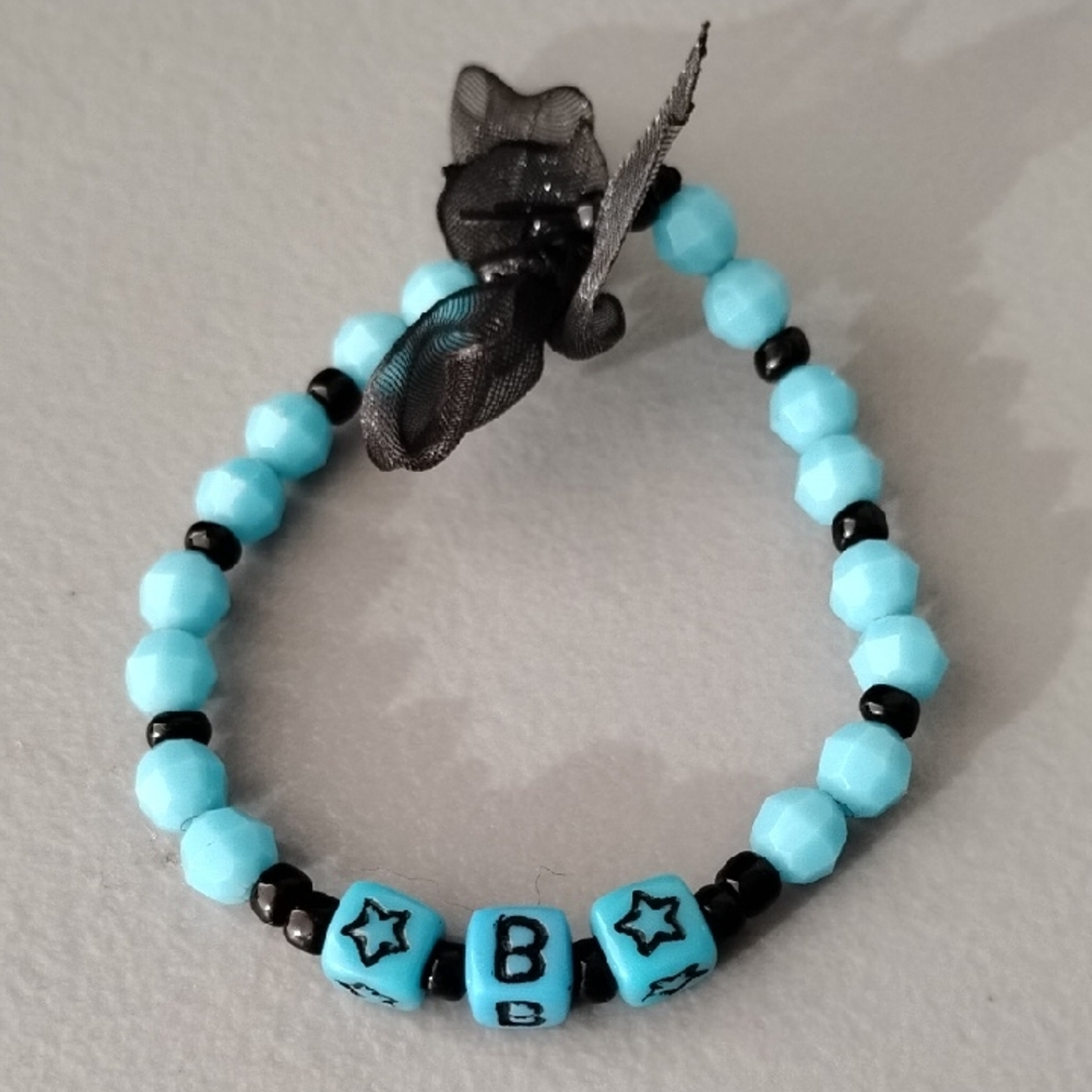 Fashion Jewelry Blue and Black Beaded Bracelet